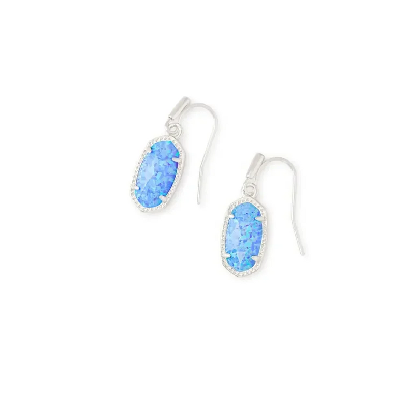 Kendra Scott - Lee Silver Drop Earrings - Ocean Kyocera Opal