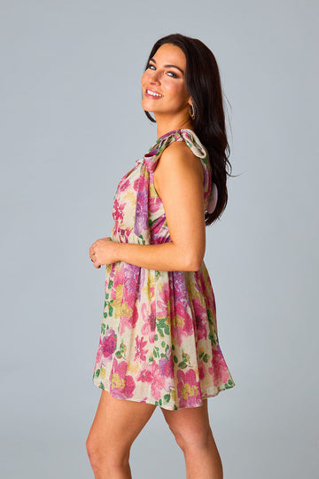 Melanie Minnie Tie-Shoulder Mini Dress - Raspberry Rose - Buddy Love   Julien's a Lifestyle Store
