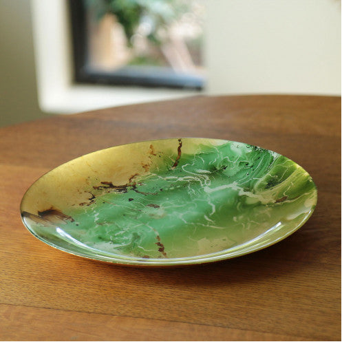Beatriz Ball - Platters - New Orleans Glass Green and Gold