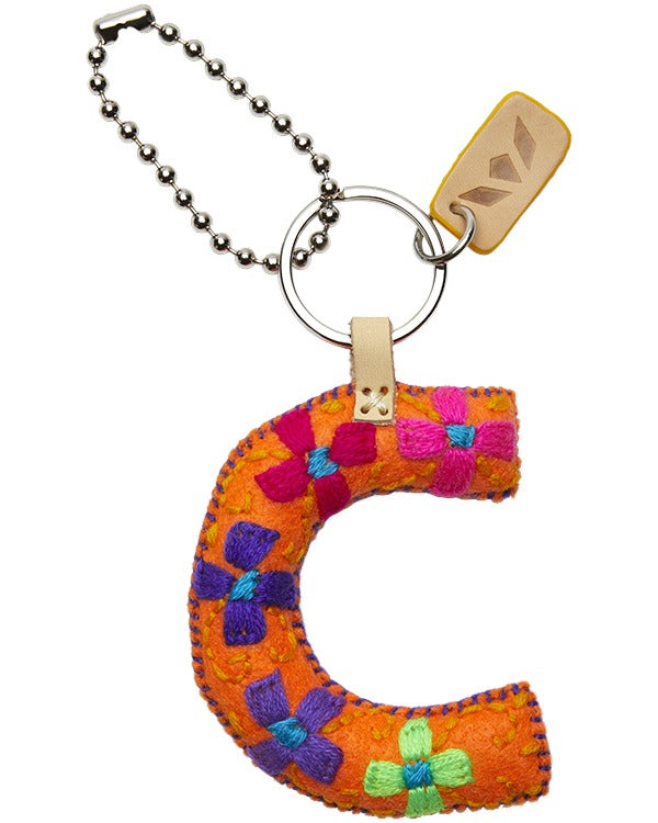 Consuela - Charm - Orange Felt Alphabet Charm ’c’