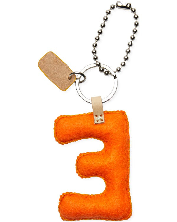 Consuela - Charm - Orange Felt Alphabet Charm ’e’