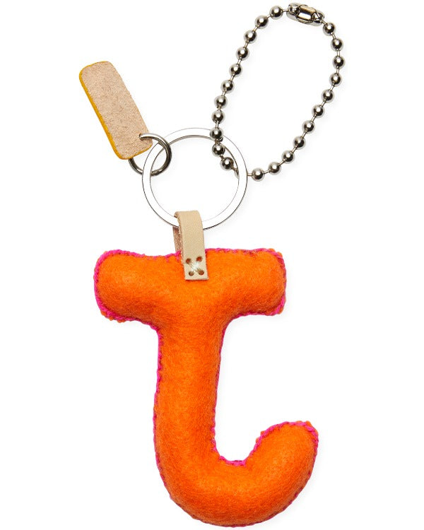 Consuela - Charm - Orange Felt Alphabet Charm ’j’