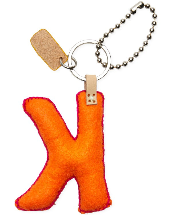 Consuela - Charm - Orange Felt Alphabet Charm ’k’