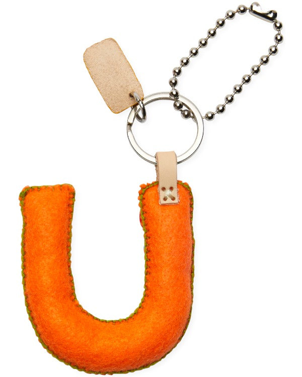 Consuela - Charm - Orange Felt Alphabet Charm ’u’