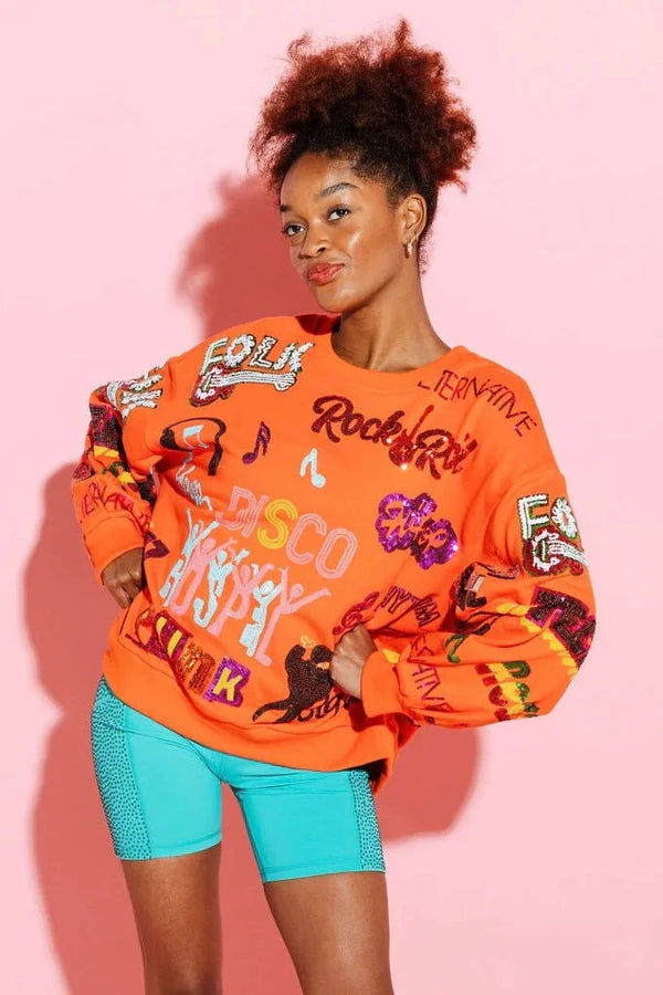Queen of Sparkles - Orange Music Sweatshirt