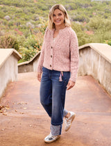 Sequined Button-Front Sweater Cardigan in Macaron - view 1