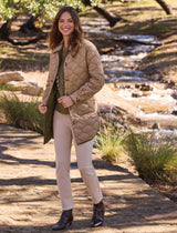 Reversible Quilted Button-Front Jacket in Suede/Olive - view 1