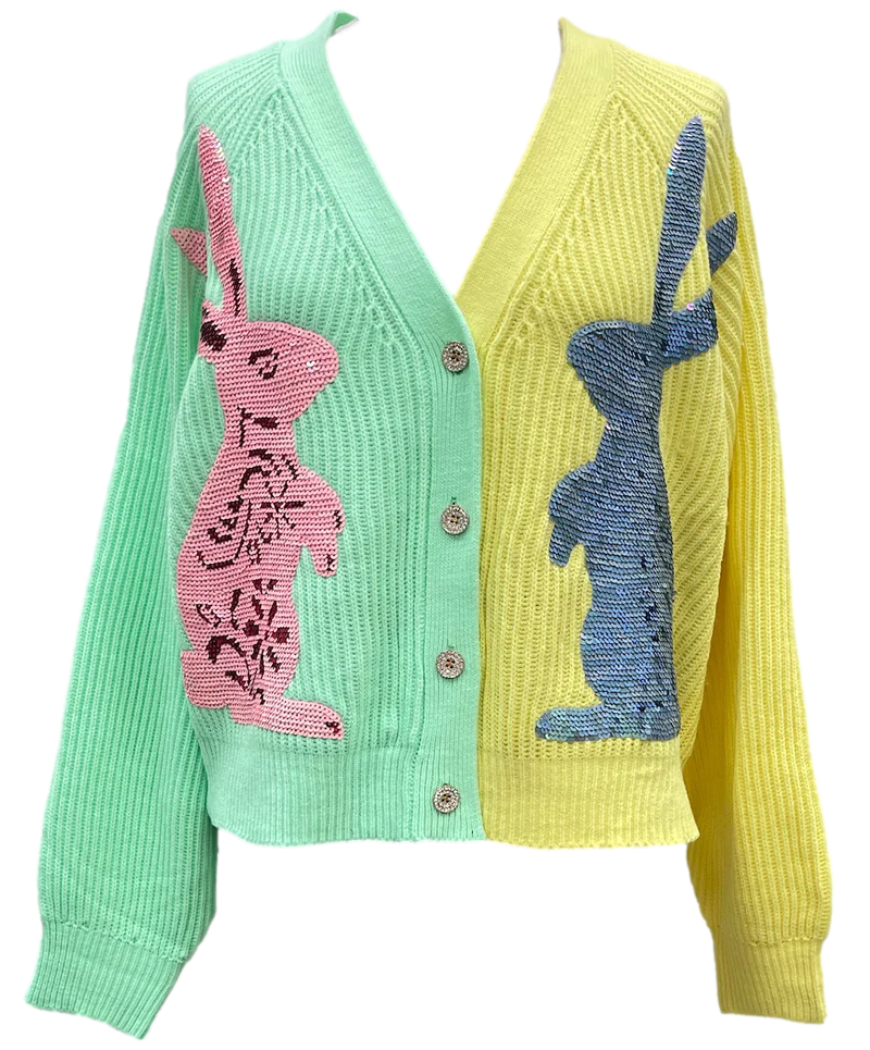 Queen of Sparkles - Sweater - Pastel Colorblock Bunny