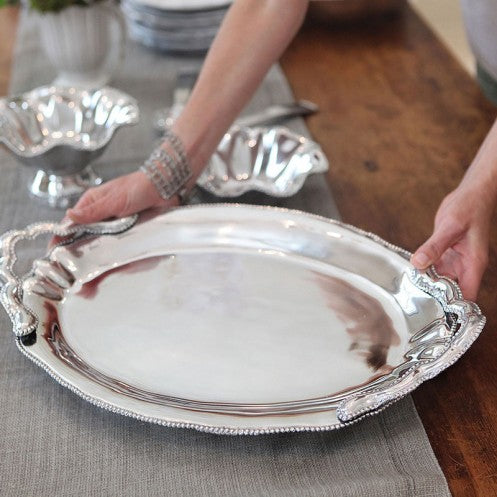 Beatriz Ball - Trays - Pearl Denisse Oval Tray with Handles