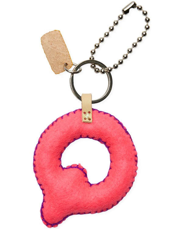 Consuela - Charm - Pink Felt Alphabet Charm ’q’