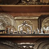 Jan Barboglio Estrella de Belen nickel plated nativity rail with star on a wood base with 6 candles