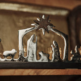Jan Barboglio Estrella de Belen nickel plated nativity rail with star on a wood base with 6 candles
