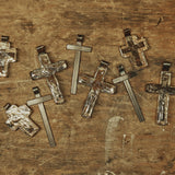 Jan Barboglio Hijos small glass cross with iron cross back and forged hook