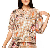 Queen of Sparkles - Tops - Brown Gingham Bucking Cowgirl