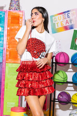 Queen of Sparkles - Red & Black Flower Helmet Tee