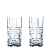 Two empty Amaris highball glasses in cut crystal
