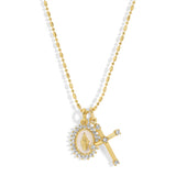 Virgin Maria Multi-Charm Necklace in White by Joy Dravecky