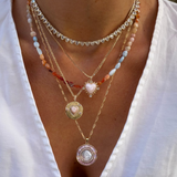 Mother Mary Necklace in Pink by Joy Dravecky