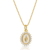 Mini Lady Lourdes Necklace in White by Joy Dravecky