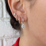 Mini Heirloom Huggie in Silver by Joy Dravecky