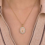 Mini Lady Lourdes Necklace in Baby Pink by Joy Dravecky