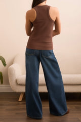 Racerback Ribbed Tank in Brown - view 2