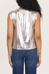 Charli Lurex Muscle Tee Silver view 3