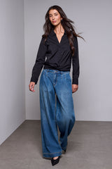 Brooke Tailored Wide-Leg Jeans in Authentic Blue - view 2
