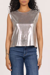 Charli Lurex Muscle Tee Silver