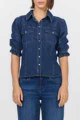 Antonia Button Down Shirt in Dark Cobalt by Dear John Denim