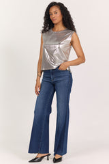 Charli Lurex Muscle Tee Silver view 4