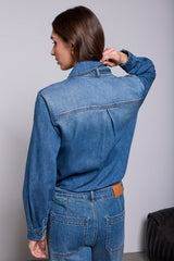 Denim Shirt with Removable Tie in Authentic Blue - view 2