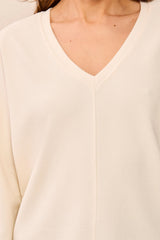 Dolman-Sleeve V-Neck Top in Antique White - view 3