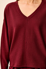 Dolman-Sleeve V-Neck Top in Cherry Lacquer - view 3