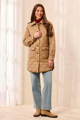Reversible Quilted Button-Front Jacket in Suede/Olive - view 3