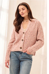 Sequined Button-Front Sweater Cardigan in Macaron - view 2