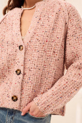Sequined Button-Front Sweater Cardigan in Macaron - view 4