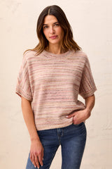 Cap-Sleeve Drop-Shoulder Crew Neck Sweater in Pashmina - view 1