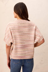 Cap-Sleeve Drop-Shoulder Crew Neck Sweater in Pashmina - view 2
