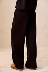 Pull-On Wide-Leg Knit Pants in Black - view 2