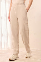 Waffle Knit Cargo Jogger Pants in Sand Dune - view 2