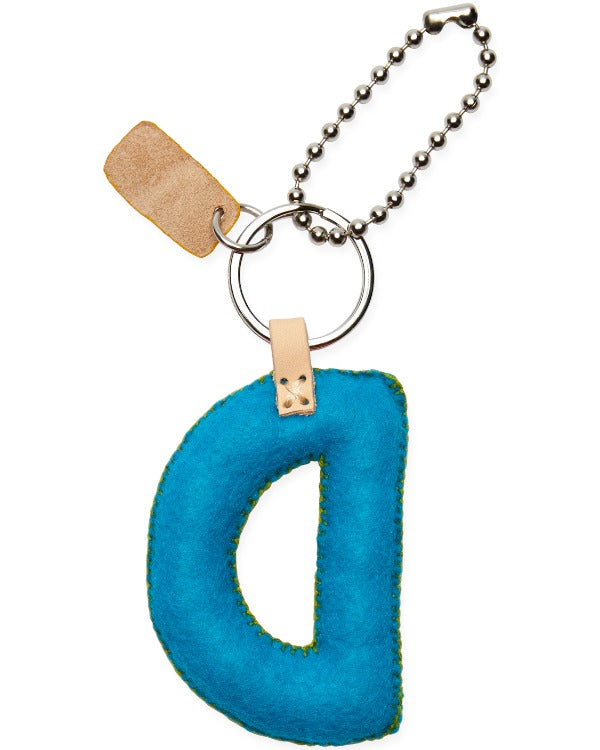 Consuela - Charm - Turquoise Felt Alphabet Charm ’d’