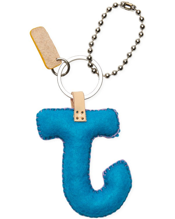 Consuela - Charm - Turquoise Felt Alphabet Charm ’j’
