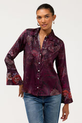 Johnny Was Western Flutter Sleeve Blouse - Tazari, detail