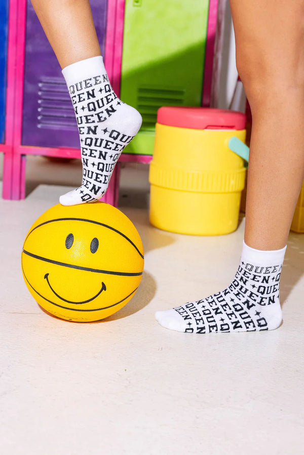 Queen of Sparkles - White & Black Socks