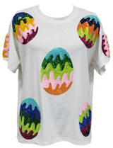 Queen Of Sparkles - T-shirt - White Groovy Easter Egg Tee