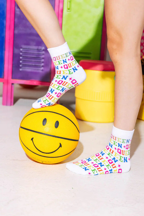 Queen of Sparkles - White Rainbow Socks