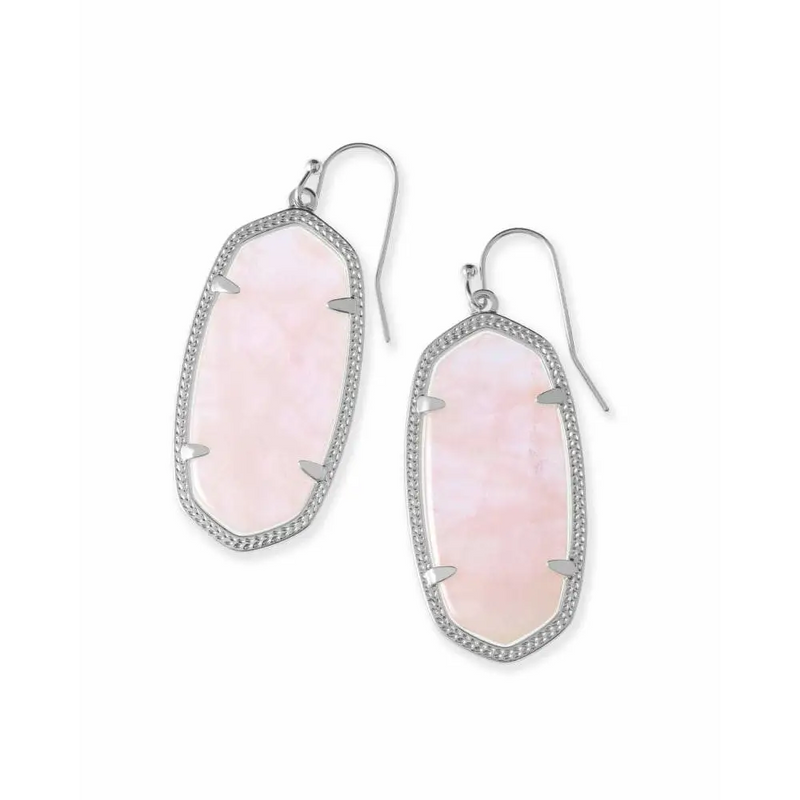 Kendra Scott - Elle Drop Earrings In Silver - Rose Quartz