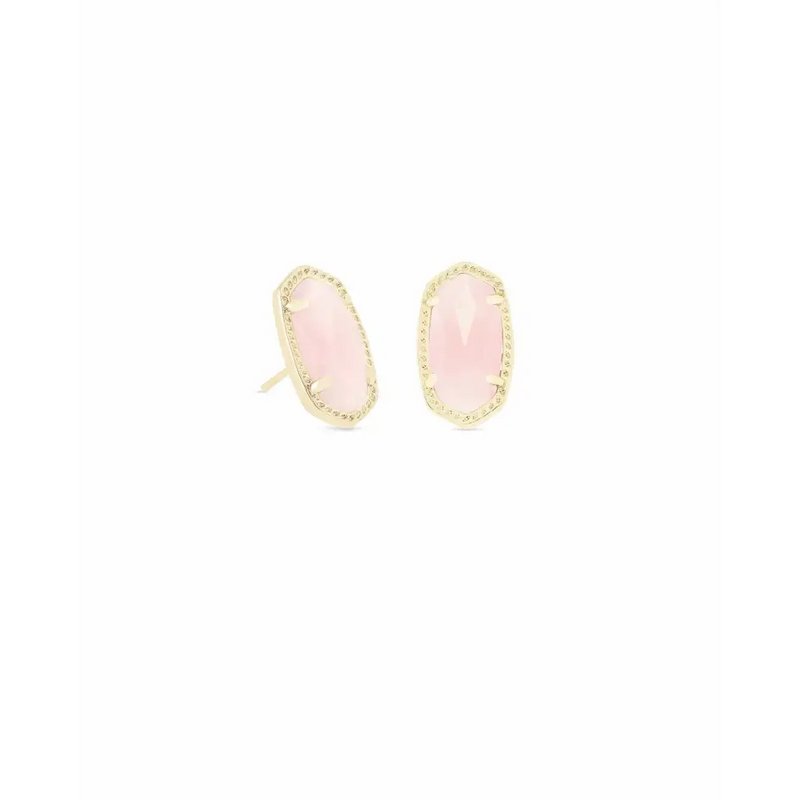Kendra Scott - Ellie Gold Stud Earrings - Rose Quartz