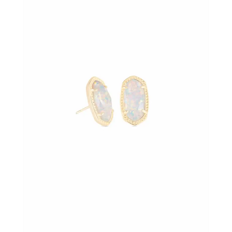 Kendra Scott - Ellie Gold Stud Earrings - White Kyocera Opal